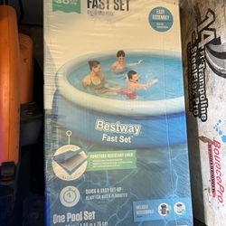 Bestway Fast Set Up 12ft x 30in Inflatable Above Ground Swimming Pool w/ Pump - Blue