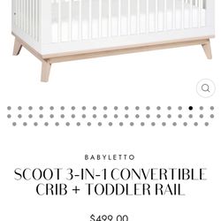 Babyletto Scoot 3-in-1 Convertible Crib in White/Washed Natural