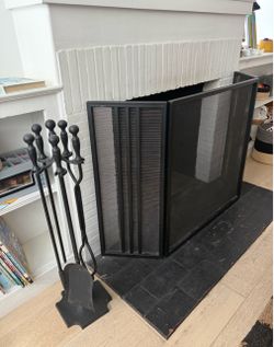 Wrought Iron Fireplace Tool Set - 4 piece