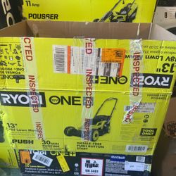 RYOBI ONE+ 18V 13 in. Cordless Battery Walk Behind Push Lawn Mower with 4ah battery and charger