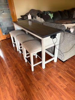 Rustic Farmhouse Counter Height Bar Table with 3 Stools