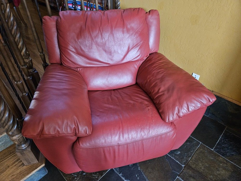 Recliner, Red, Leather