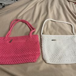 Two adorable Lina handmade crochet women’s pink and white purses $20 each