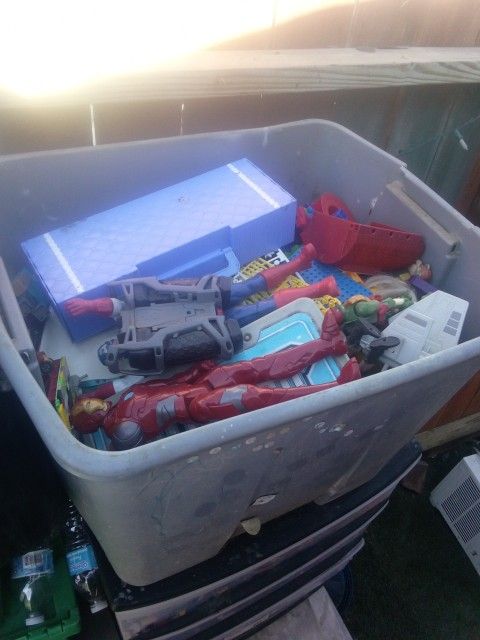 Plastic Bin Full Different Toys