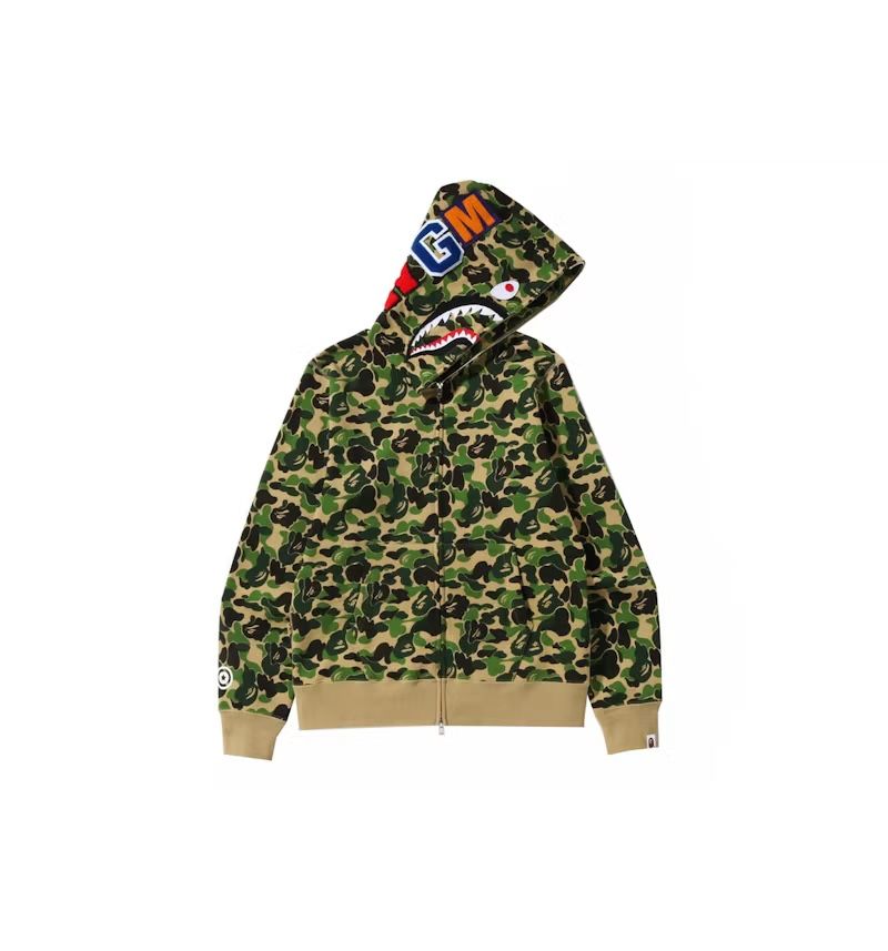 A Bathing Ape Green camo Zip-Up Hoodie Size Medium