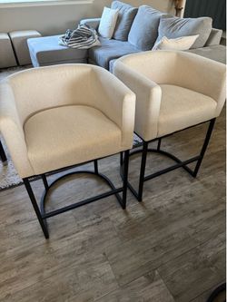 Counter Height Bar Stools – Set of 2 | Cream & Black