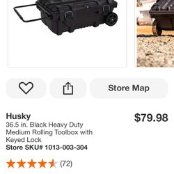 Husky 36.5 in. Black Heavy Duty Medium Rolling Toolbox with Keyed Lock