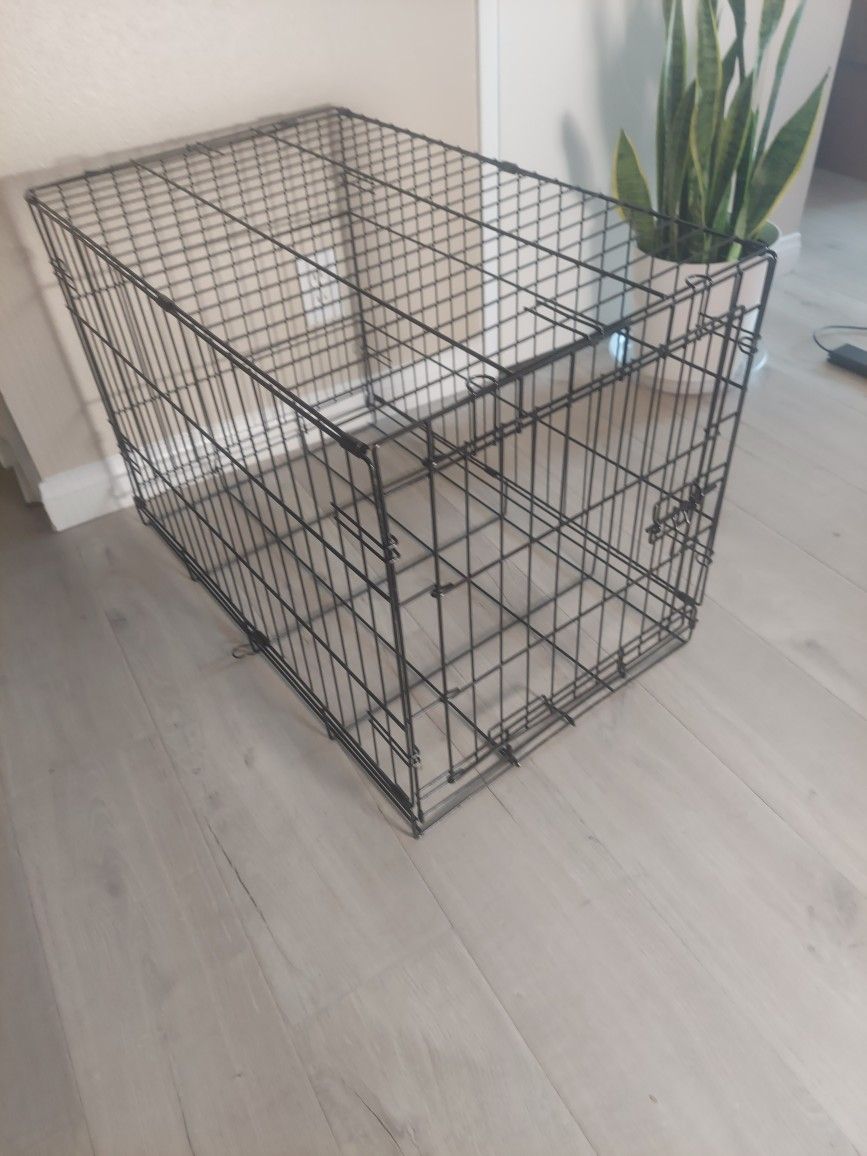 Foldable Metal Wire Dog Crate with Tray, Single Door, 30 x 19 x 21 in, Black
