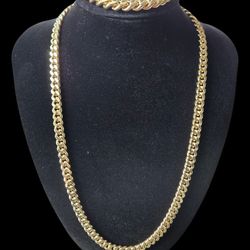 Monaco Cuban Chain 9mm Set 18k Gold