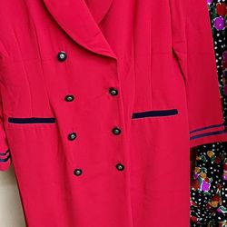 VTG JESSICA HOWARD Red/ Blue Double Breasted Dress Size Tall 16