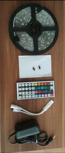 16.4 feet RGB LED Strip Light 5050 SMD Diode RGB Tape Waterproof Flexible LED Ribbon 30D/M With Remote Controller + DC12V Power Adapter