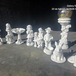 Boy Girl Statue In Garden Figurine Sculpture Ornament are newly painted and sold all together for $200