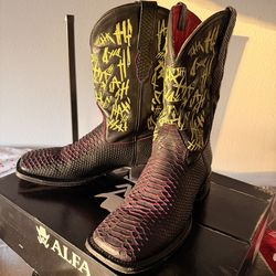 Size 12 Custom Rare “Joker” Python Emboss Cowboy Boot