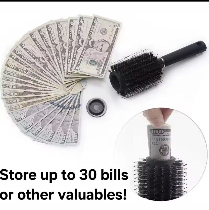 Secret Stash Hidden Compartment Hairbrush – Discreet Stash Safe for Cash, Jewelry & More!"