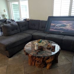 MODERN Gray Sectional Sofa + Ottoman + Recliner – MUST GO TODAY