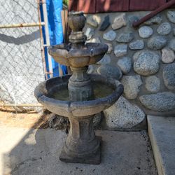2 Tier Concrete Stone Outdoor Water Fountain With Pump