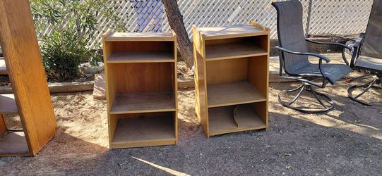 Pair of Wooden Bookcases with 3 Shelves