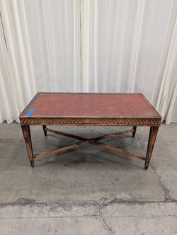 Rectangular Wood Coffee Table with Red Top