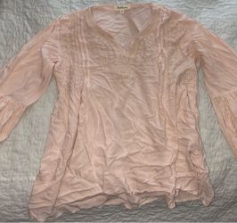 Solidaire Pink Embroidered Boho Blouse Medium