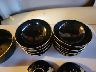 Urushi Maki-E Rice Bowls, Japan, 1910s, Set of 8 