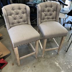 Yarmouth Upholstered Counter Stool with Solid Wood Frame (Set of 2)