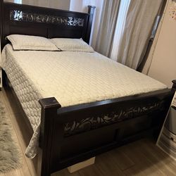 Wooden Bed frame and mattress