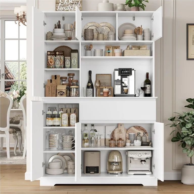 Homfa 71” Pantry Hutch Cabinet – White – NEW