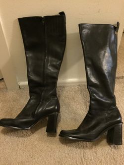 Black leather boots