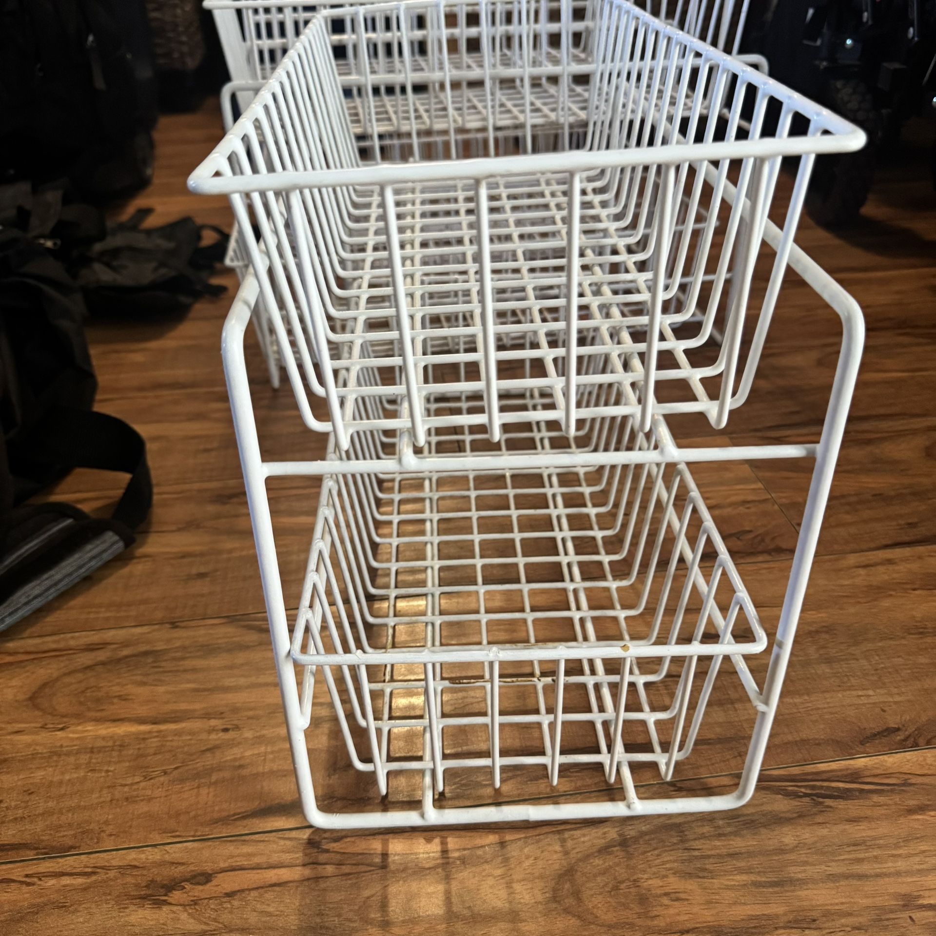 Two Tier Drawer White Wire Basket Storage Under Sink Closet Organization