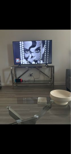 Mirrored/Chrome Glass TV Console