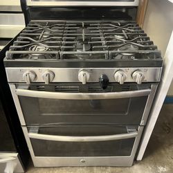 GE 5 Burner Gas Double Oven Stove