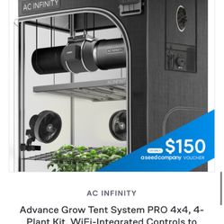 Advance Grow Tent System 4x4, 4-Plant Kit, WiFi-Integrated Controls to Automate Ventilation, Circulation, Full Spectrum LM301H LED Grow Light