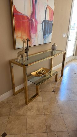 Modern Console Table Z Gallerie  Gold/Glass