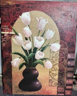 White Tulip Floral Canvas Wall Art