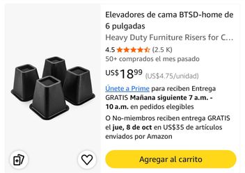 6” Heavy Duty Bed Furniture Risers – 4 Pack – Black ABS – Bed Sofa Table Risers