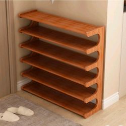 6-Tier Bamboo Shoe Shelf Shoe Rack, Vertical Shoe Rack