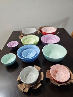 Ceramic Bowl Set Assorted Colors