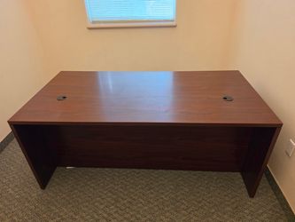 Large Wood Office Desk with Cable Grommets