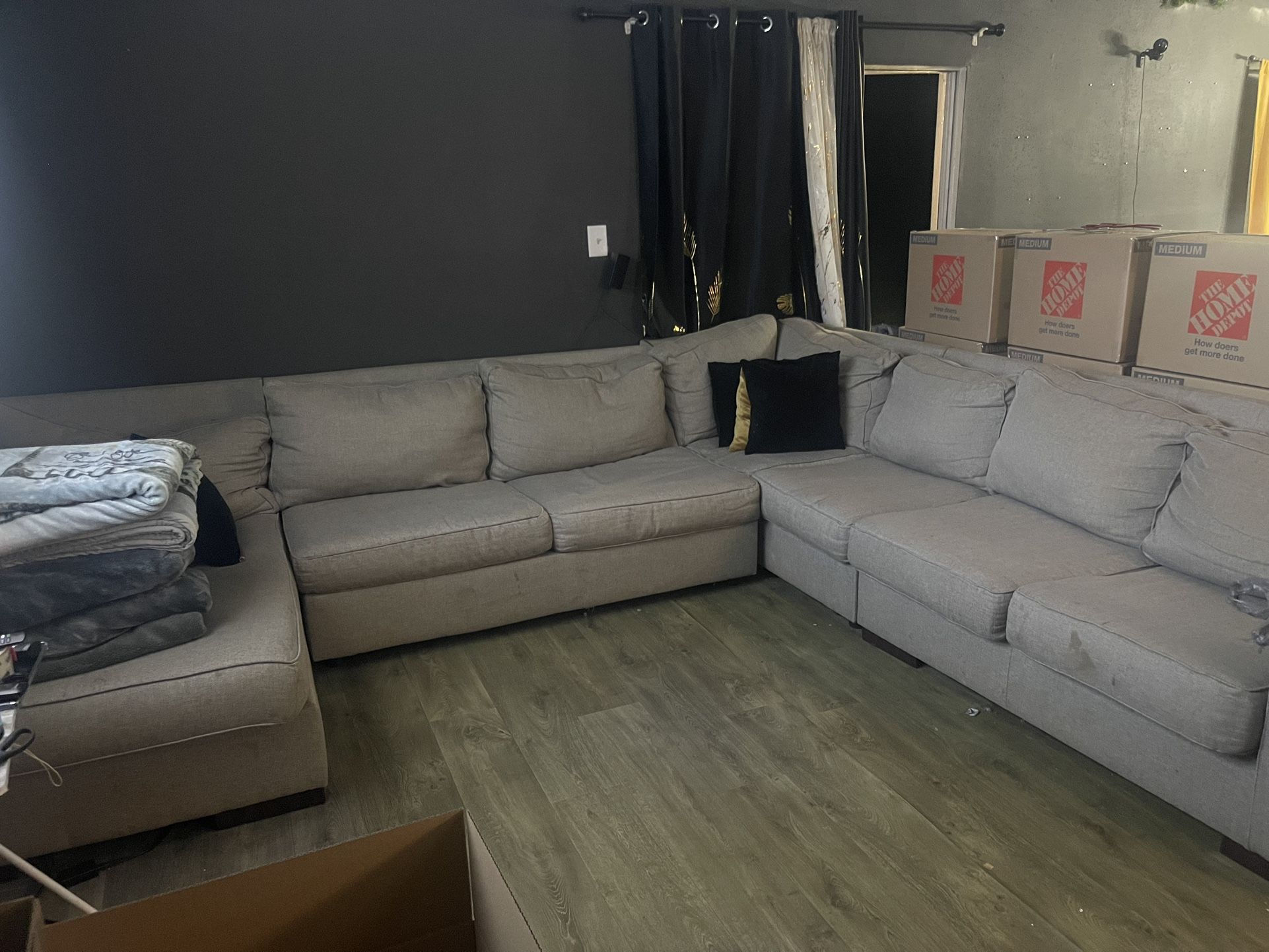 Large Grey Sectional With Pull Out Sofa Bed