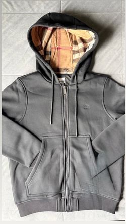 Black Checkered Hood Designer Zip-Up Sweater