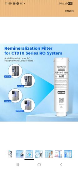 Replacement RO Filter Cartridge CT100-ALK Alkaline pH+ for CT910/C5 Systems