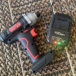 NEW - HYPER TOUGH 20v Impact Gun With Bit Holder & LED Light + Battery + Charger