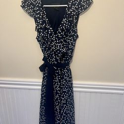 Connected Apparel navy and white polka dot dress Size 12