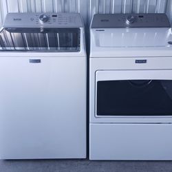 Newer Model Maytag High Efficiency Top Load Washer & Electric Dryer Set 