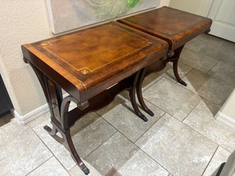 Pair of Regency-Style Mahogany Leather Top End Tables