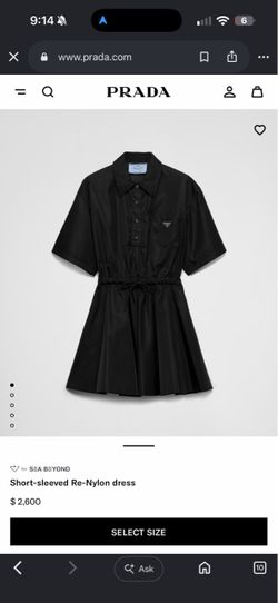 Prada Short-Sleeved Re-Nylon Black Dress