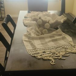 Black table without chairs 