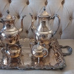 Antique Sheridan Silver On Copper 5-Piece Coffee Tea Set Thumbnail