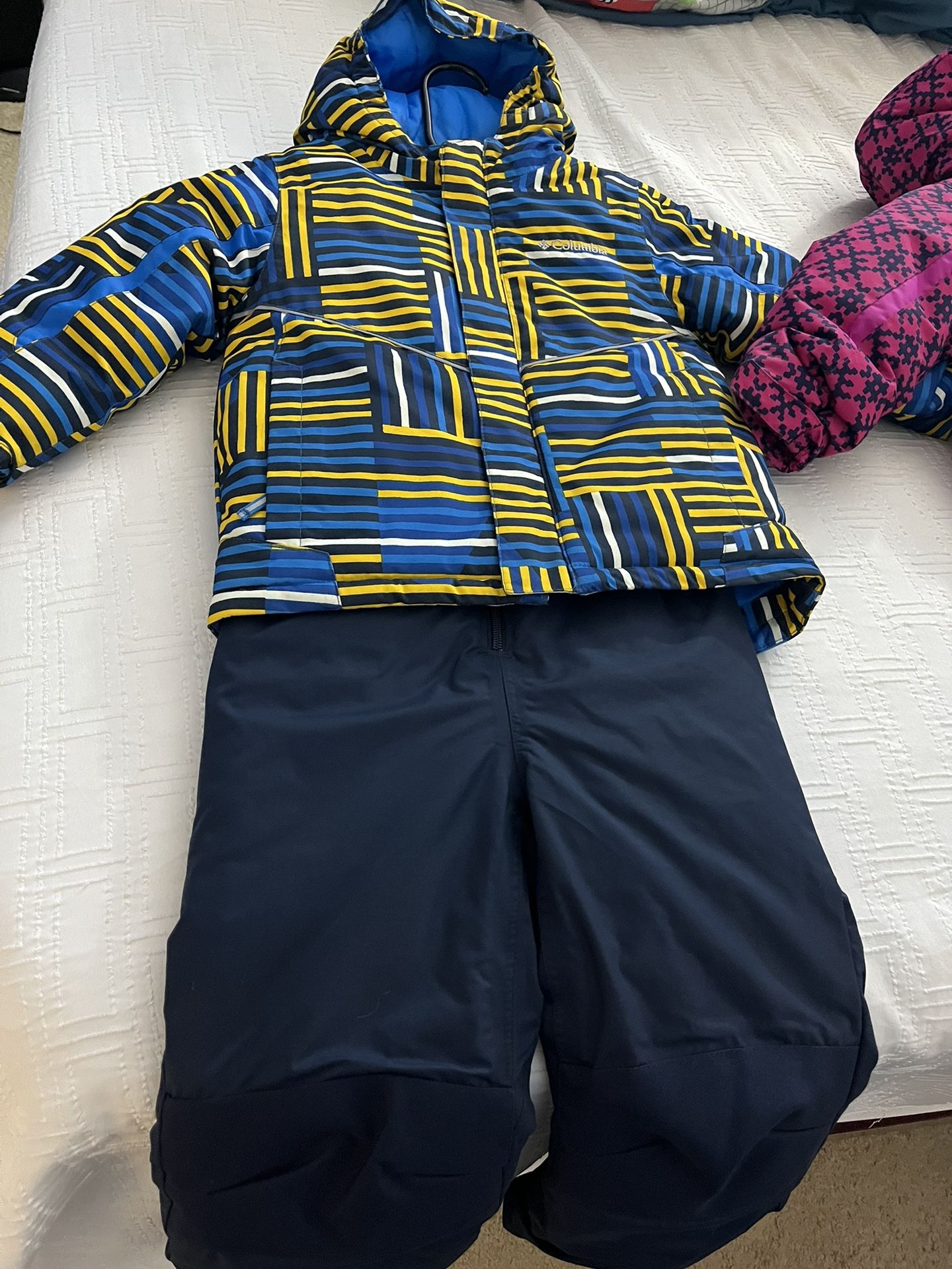 4T Boys Columbia Snow Suit With Overall Pants + Zip Up Hooded Jacket