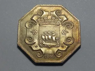 1846 France Octagonal Medal / Token / Coin